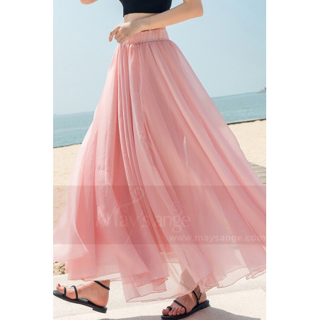 jupe femme rose longue pas cher