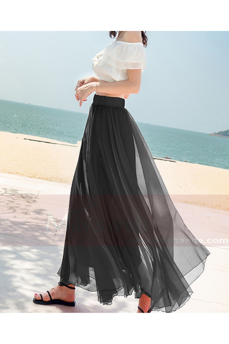 Jupe noire voile Ref ju011 Jupe femme longue