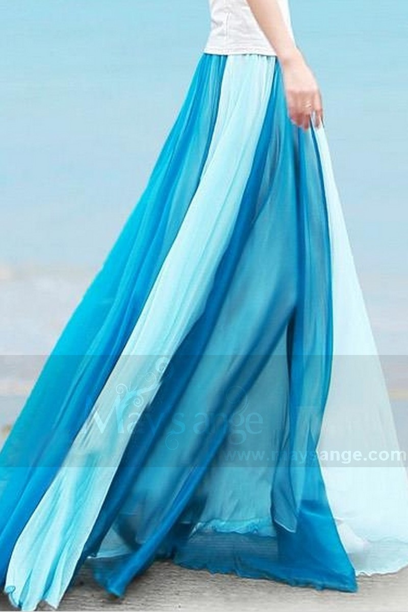 jupe bleu bicolorié femme plage - Ref ju031 - 01