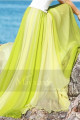 jupe longue vert bicolorié mousseline - Ref ju033 - 03