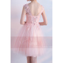Short Tulle Embellished Lace Applique Bridesmaid Dress - Ref C881 - 04