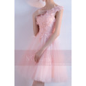 robe cocktail rose dentelle fleurs chic - Ref C881 - 02