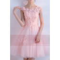 robe cocktail rose dentelle fleurs chic - Ref C881 - 03