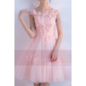 Short Tulle Embellished Lace Applique Bridesmaid Dress - Ref C881 - 03