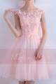 Short Tulle Embellished Lace Applique Bridesmaid Dress - Ref C881 - 03