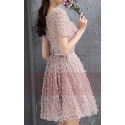 robe cocktail vieux rose manche courte dos ferme - Ref C882 - 03