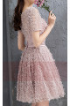 Pink Lace Party Dress With Short Sleeves - Ref C882 - 03