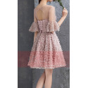 robe de cocktail vieux rose avec manche volante  lacage au dos - Ref C883 - 02