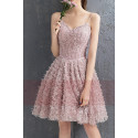 Short Spaghetti-Strap Prom Dress in Peach Beige - Ref C884 - 02