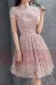 robe de soiree courte vieux rose col montant elegante dos ouvert - Ref C885 - 02