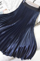 jupe plisse bleu marine longue chic - Ref ju051 - 02