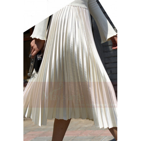 copy of jupe blanche plisse satin fête mariage
