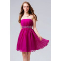 Open-Back Fuchsia Cocktail Dress With Rhinestone Belt - Ref C550 - 02