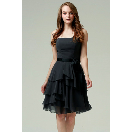 Robe de cocktail gris foncé en mousseline
