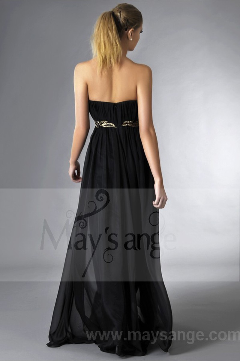 Robe de soir?�e noire et dore Daphn?� bustier - Ref L163 - Robes de Gala