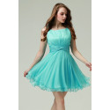 Robe bleu ciel courte en mousseline - Ref C571 - 05