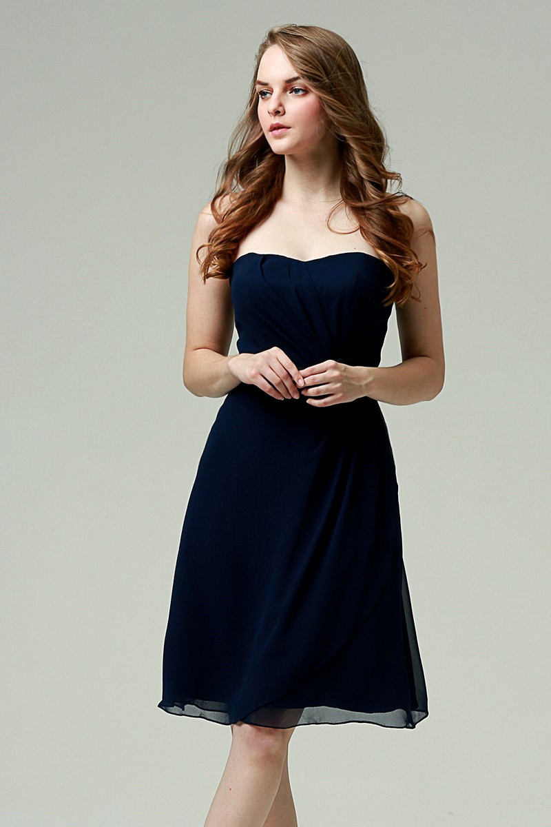 Belle robe de cocktail mariage bleu foncé - Ref C726 - 01 Belle robe de cocktail mariage bleu foncé - Ref C726 - 01