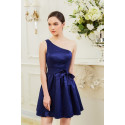 Navy Blue One Shoulder Cute summer outfits With Bow Tie - Ref C901 - 02