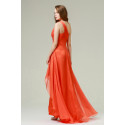 Sleeveless Orange Dress One Shoulder With Slit - Ref L173 - 03