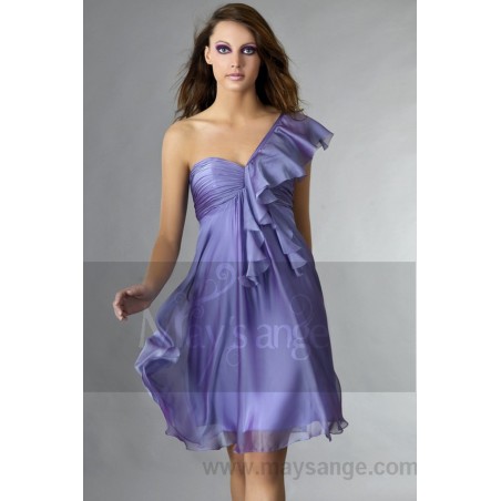Robe cocktail bustier courte en mousseline fine violette des bois