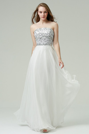 Strapless White Prom Dress With Glitter ...