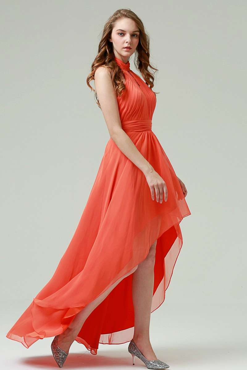 Long Evening Dress In Orange Muslin