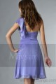 Short Violet One-Shoulder Ruffled Cocktail Party Dress - Ref C131 - 03