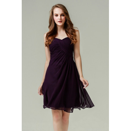 Robe de cocktail Pourpre bustier en mousseline