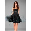 petite robe noire Souplesse mousseline avec ceinture de strass - Ref C116 - 02