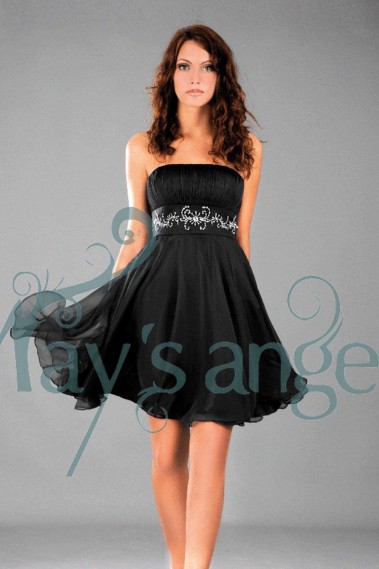 Black Strapless Homecoming Dress With Rhinestone Belt - C116 #1