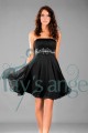 petite robe noire Souplesse mousseline avec ceinture de strass - Ref C116 - 02