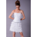 robe de mariée courte blanche bustier plume - Ref C757 - 04