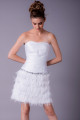 Strapless Cut White Dress With Feather Skirt - Ref C757 - 04