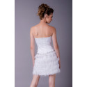 Strapless Cut White Dress With Feather Skirt - Ref C757 - 03