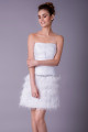 Strapless Cut White Dress With Feather Skirt - Ref C757 - 02