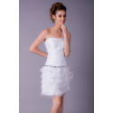 Strapless Cut White Dress With Feather Skirt - Ref C757 - 05