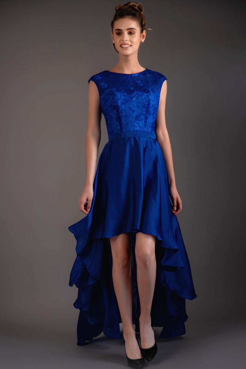 Asymmetrical Classy Blue Evening Dress - Ref C953 - 01