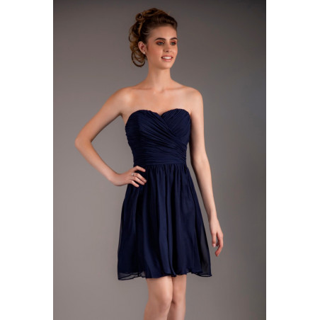 Short Strapless Navy Blue Cocktail Dress