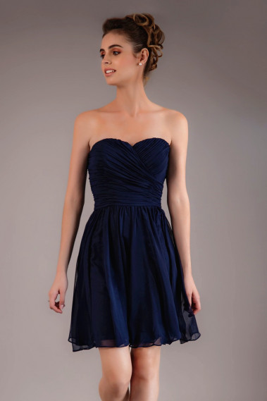 Robe Cocktail Courte Bleu Nuit - C565 #1