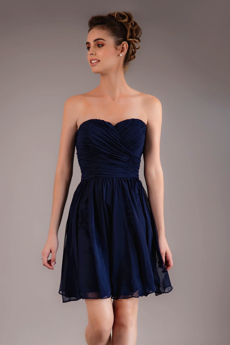 Robe Cocktail Courte Bleu Nuit - Ref C565 - 01