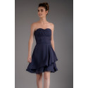 Short Blue Cocktail Dress With Draped Sweetheart Neckline - Ref C548 - 02