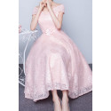 robe cocktail rose mi-longue avec manche - Ref C955 - 02