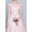 robe cocktail rose mi-longue avec manche - Ref C955 - 03