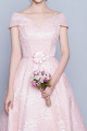 Long Pink Lace Prom Dress - Ref C955 - 03