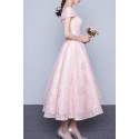 robe cocktail rose mi-longue avec manche - Ref C955 - 04