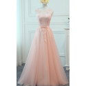 Open Back Light Pink Long Evening Dress-Lace Bodice - Ref L962 - 02