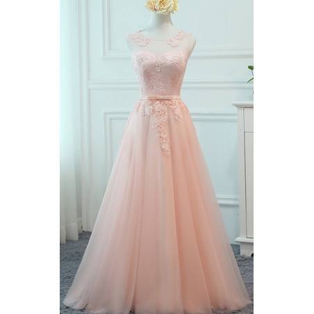 robe soiree longue rose claire dos ouvert A line