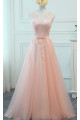 robe soiree longue rose claire dos ouvert A line - Ref L962 - 02