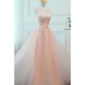 robe soiree longue rose claire dos ouvert A line - Ref L962 - 03