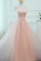 robe soiree longue rose claire dos ouvert A line - Ref L962 - 03